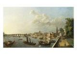 A View of Westminster from Adelphi Terrace, with the Royal Barge an other Shipping Giclee Print by William James