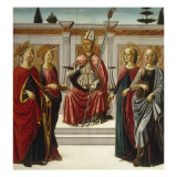 St Nicholas enthroned with Saints Giclee Print by Francesco Botticini
