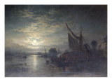 Hay Barges Moored, 1859 Giclee Print by Samuel Bough