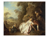 Conversation Galante Reproduction procédé giclée par Jean-Baptiste Pater