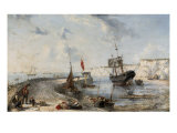 Coastal Scene with Fishermen on Broadstairs Pier Giclee Print by Henry C. Gritten