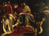 Meeting of Pope Leo X & King Francis I of France in Palazzo Pubblico at Bologna, 11 December 1515 Giclee Print by Giovanni Bilivert