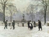 Snow Scene in the Kongens Nytorv, Copenhagen Giclee Print by Paul Gustav Fischer