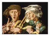 A Piper with a Peasant Woman Holding a Tankard Giclee Print by Jan Sanders van Hemessen