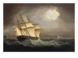 British Frigate in Pursuit of a French Cutter during the Napoleonic Wars Giclée-Druck von Thomas Buttersworth