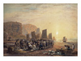 Fish Market on the Beach at Hastings Giclee Print by David Cox