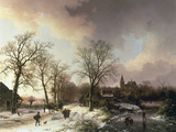 Figures in a Winter Landscape, 1842 Giclee Print by Barend Cornelis Koekkoek