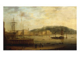 Plymouth Harbour with the Royal William Victualling Yard reproduction procédé giclée par William Daniell