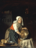 An Interior with a Maid Cleaning Pots Lámina giclée por Gabriel Metsu