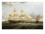 A Barque in Two Positions and Other Shipping off the Coast at Dover Reproduction procédé giclée par William John Huggins