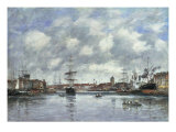 Dunkerque, Le Bassin des Hollandais, 1889 Reproduction procédé giclée par Eugene Boudin