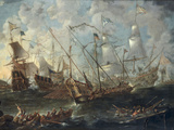 A Mediterranean Naval Battle Reproduction procédé giclée par Kaspar van Eyck