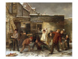 Boys Snowballing, 1853 Giclee Print by William Henry Knight