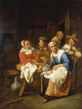 Kitchen Interior with Figures Reproduction procédé giclée par Gillis van Tilborgh