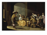 Soldiers and Elegantly Dressed Ladies Gambling inside a Guardroom Interior Giclee Print by Jacob Duck