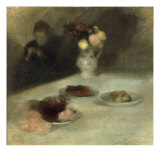 Interior with Woman Knitting Giclee Print by Eugene Carriere