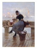 A Fishergirl on the Quay Giclee Print by Hector Caffieri