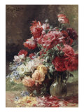 Vase with Peonies and a Basket with Flowers Giclee Print by Albert Tibule Furcy de Lavault
