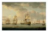 Vice-Admiral Sir Allen Gardner, Vice-Admiral of the White, in a Three-Decker at Spithead, 1796 Reproduction procédé giclée par Thomas Elliot