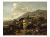 An Italianate Landscape with Travellers on their Way from Market Giclee Print by Hendrick Mommers
