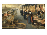 A Meat and Fish Market in Winter Giclee Print by Sebastian Stoskopff