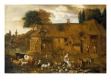 A Farmyard with Figures, Cattle and Sheep Impressão giclée por Pieter van Bredael