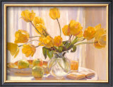 Yellow Tulips and Apples Print by Valeri Chuikov