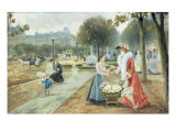 The Flower Seller, Paris Giclee Print by Joaquin Pallares