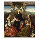 Madonna and Child Crowned with Angels, and Saints Catherine of Alexandria and Margaret of Antioch Impressão giclée por Goswyn van der Weyden