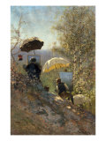 Otto Sinding and Johannes Grimelund painting in the open air Giclee Print by Firthofj Smith-Hald