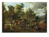 A Village Market Scene Giclee Print by Peeter van Bredael