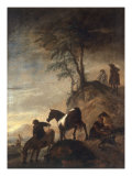 Riders Watering their Horses at a River Giclee Print by Philips Wouwermans Or Wouwerman