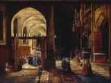 A Capriccio View of a Gothic Cathedral Interior with a Mass being Celebrated in a Side Chapel, 1630 Giclee Print by Hendrik van Steenwyck