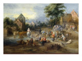 A Vegetable Market Near A Village Giclée-tryk af Theobald Michau A Vegetable Market Near A Village Giclée-tryk af Theobald Michau