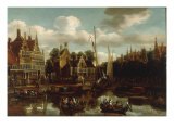 A Canal Scene in a Dutch Town Impressão giclée por Rutger Verburgh