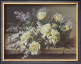 Still Life of Yellow Roses Art by Raoul Victor Maurice Maucherat de Longpre