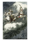 The Snow Queen: 'Are you cold Come underneath my fur coat!', Woodcut illustration, 1881 Reproduction procédé giclée par Erdman Wagner