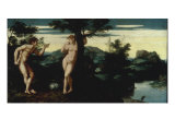 Adam and Eve in the Garden of Eden Giclee Print by Jan Swart van Groningen