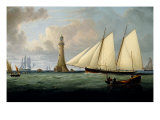 A Schooner of the Royal Yacht Squadron off the Eddystone Lighthouse, 1831 reproduction procédé giclée par John Lynn