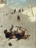 Children Playing in the Snow Giclee Print by Carl Kronberger
