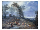 A Wooded Landscape with St Martin Dividing his Cloak Impressão giclée por Josef Van Bredael