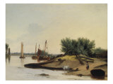 Loading Timber on the River Yare Giclee Print by Alfred Stannard