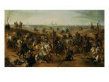The Battle of Lekkerbeetje or the Battle of Vught Heath with a View of 'S-Hertogenbosch' Giclée-Druck von Sebastiaen Vrancx