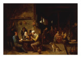 A Farmhouse Interior with Peasants at a Table Playing Cards Giclee Print by David Teniers the Younger
