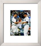 Jorge Posada congratulates Mariano Rivera Framed Photographic Print