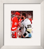 Maxime Talbot & Marian Hossa Game 7 of the 2008-09 NHL Stanley Cup Finals Framed Photographic Print