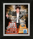 Evgeni Malkin with the Art Ross Trophy and Conn Smythe Trophy Framed Photographic Print