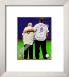 Yogi Berra & Gary Carter Final Game at Shea Stadium 2008 Framed Photographic Print