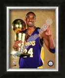 Kobe Bryant Game Five of the 2009 NBA Finals With Championship Trophy Framed Photographic Print
