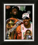 Kevin Garnett & Paul Pierce, Game Six of the 2008 NBA Finals With Trophies Framed Photographic Print